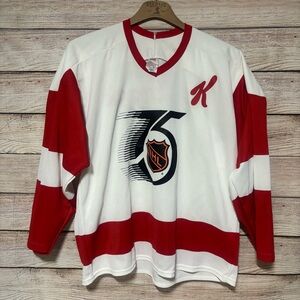 CCM Red and White NHL Hockey Kelloggs Jersey XLarge‎